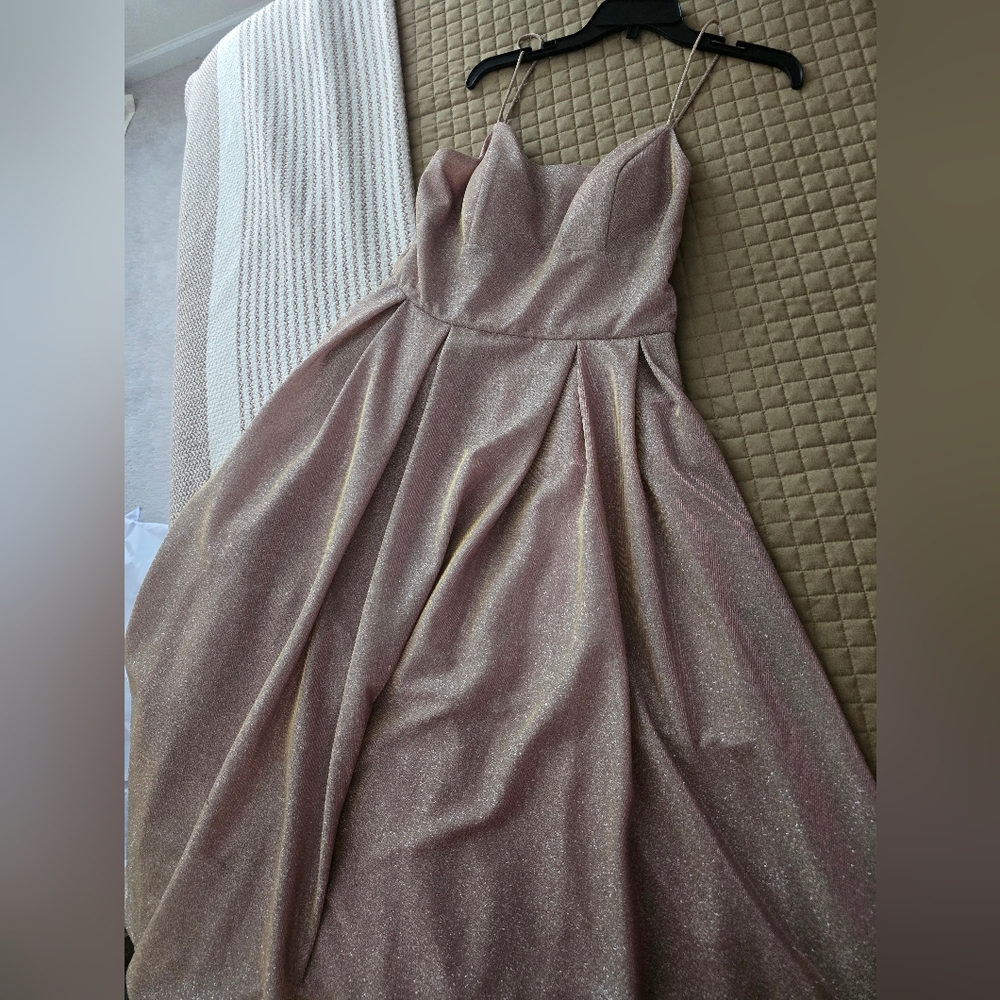 Adam Pink Halter A-line Dress for Weddings